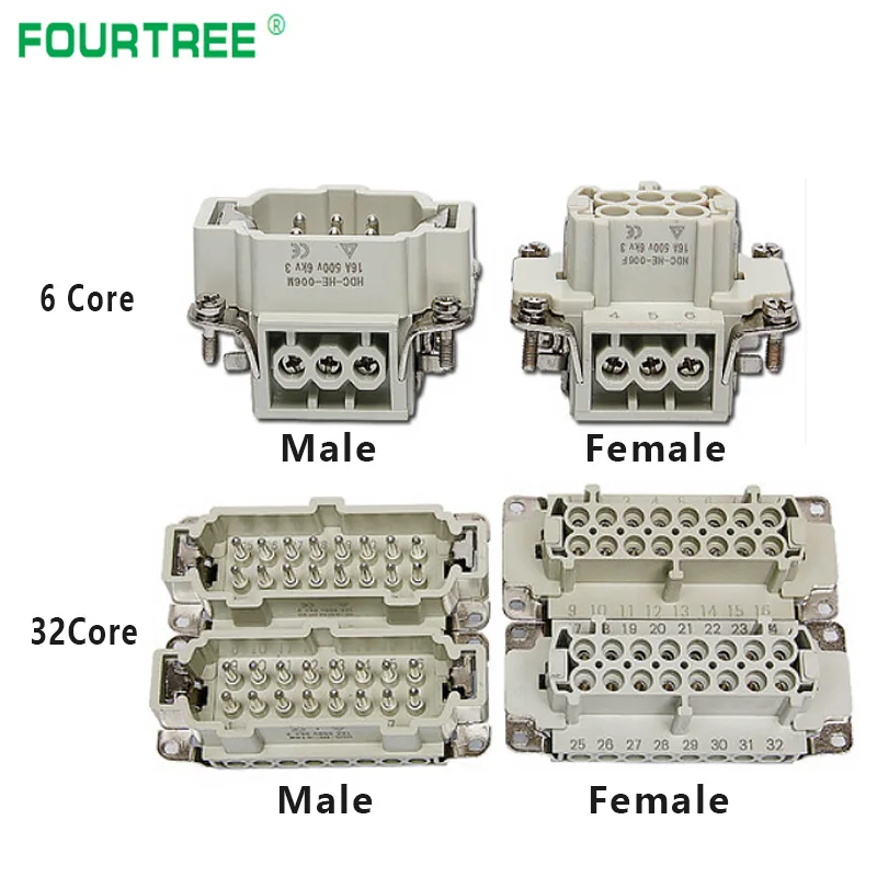 Прямоугольные сверхмощные разъемы HDC-HE промышленная Водонепроницаемая