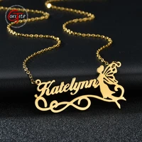 goxijite personalized name fairy angel necklace for women stainless steel custom gold name pendant necklaces jewelry gift