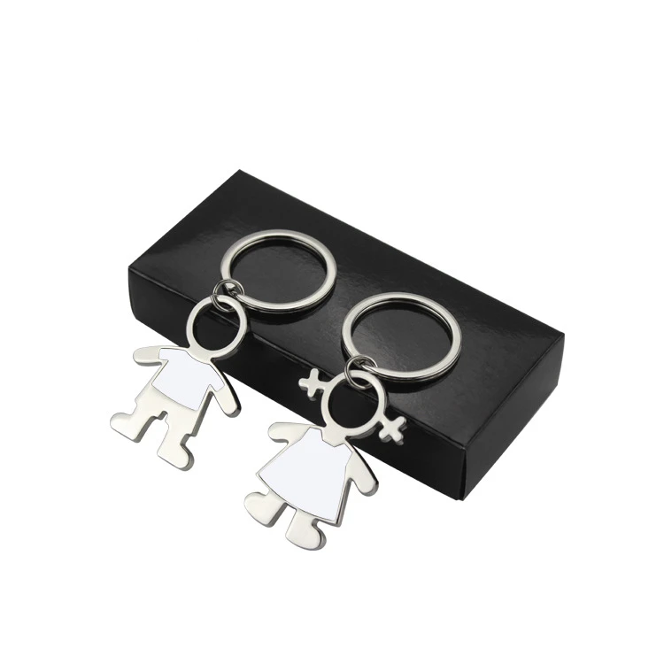 Free shipping metal key ring for sublimation blank keychain for heat transfer blank consumable materials DIY Couples style12/lot