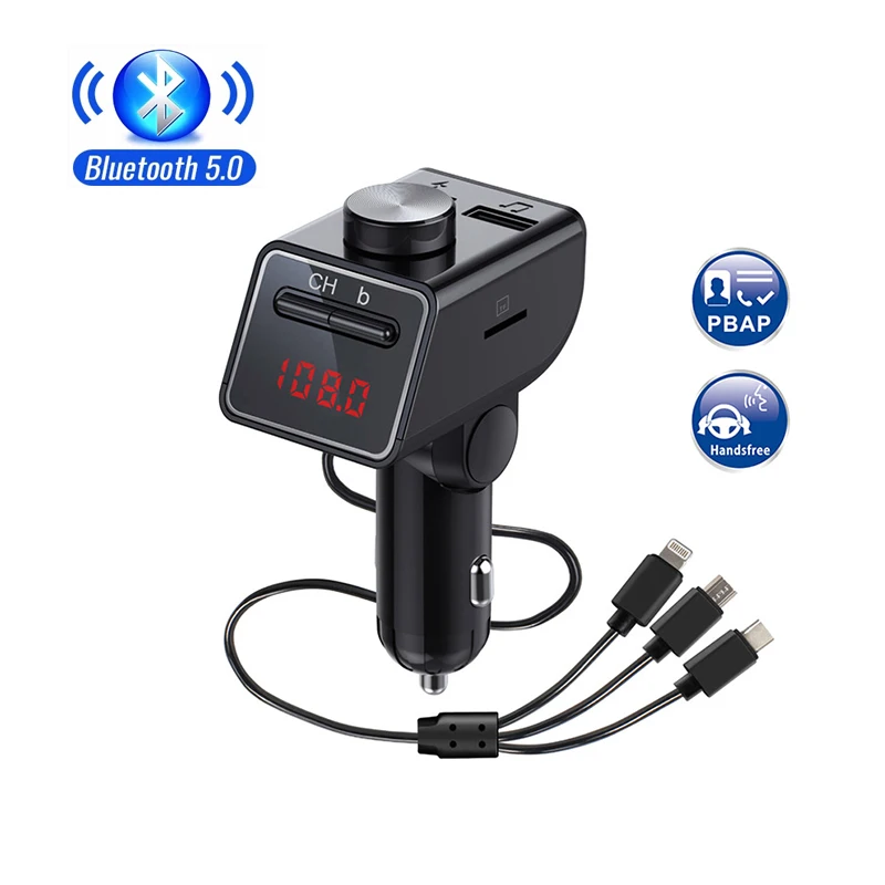 Автомобильный FM-трансмиттер Bluetooth 5 0 беспроводная гарнитура аудиоприемник MP3