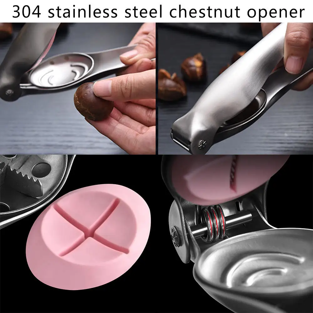 

304 Stainless Steel Chestnut Opener 2 in 1 Quick Chestnut Clip Walnut Pliers Metal Nut Opener Kitchen Cutter Gadgets
