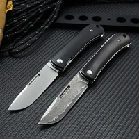 high quality tunafire folding knife damascus blade ebony handle edc pocket knife camping self defense tool knife
