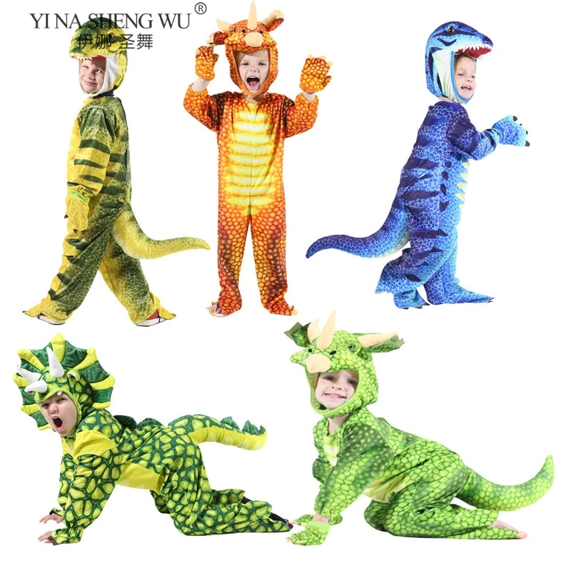 

Детский плюшевый костюм динозавра, милая преувеличенная одежда в стиле Юрского периода для косплея, одежда для вечевечерние НКИ на Хэллоуи...