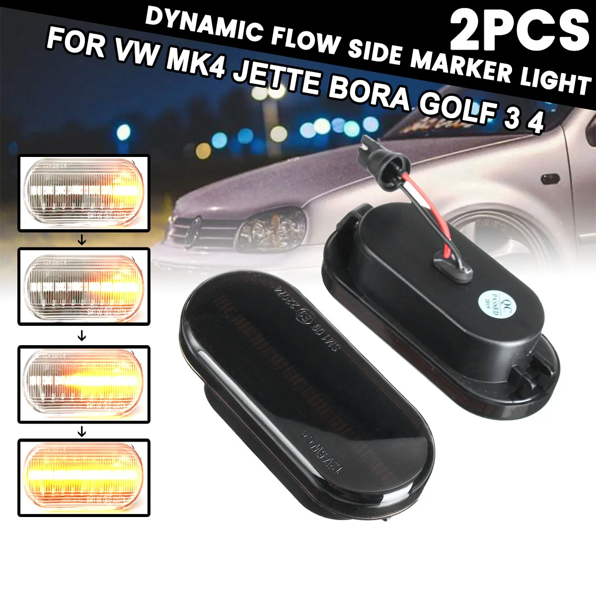 

1 пара светодиодных динамических дневных фонарей, боковой габаритный индикатор, сигнальная лампа для VW MK4, Jette, Bora, Golf 3, 4, Lupo, Passat 3B, 3BG, Polo, 6N, 6N2, ...