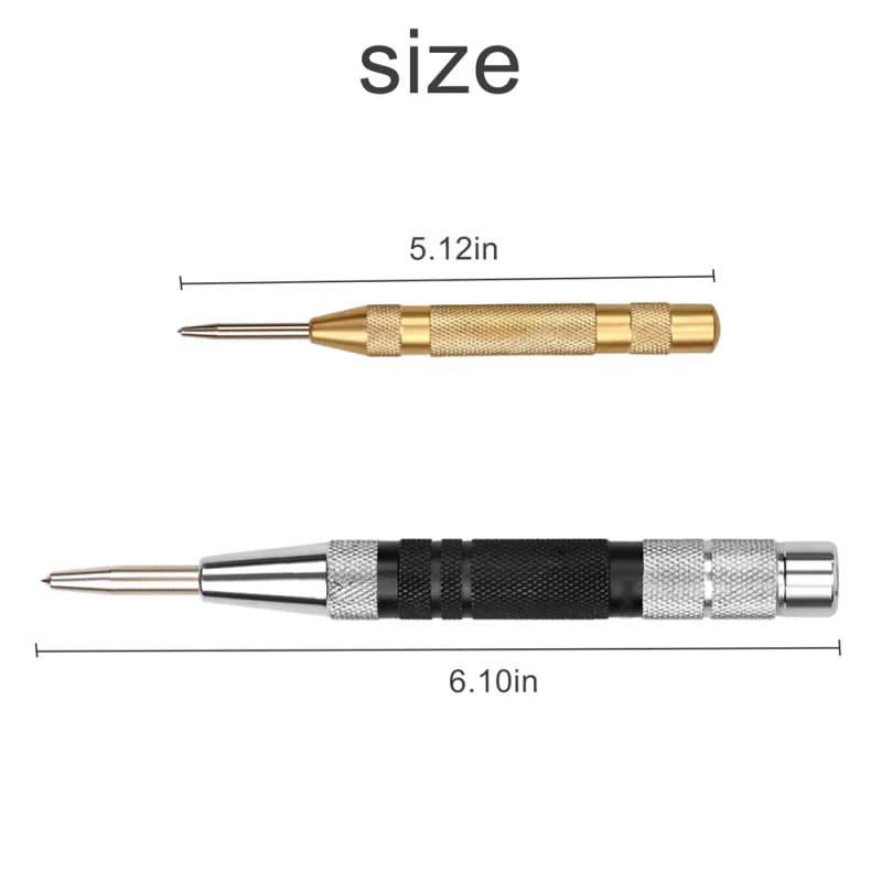 

2PCS Super Strong Automatic Centre Punch And General Automatic Center Punch Adjustable Spring Loaded Metal Hand Drill Tool