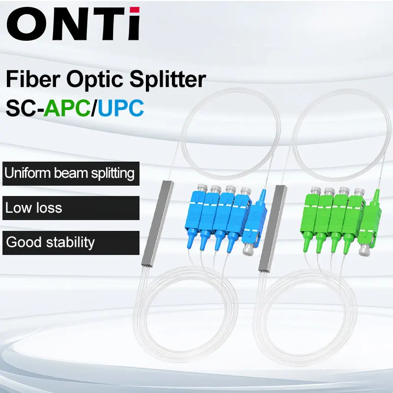 ONTi 10 PCS/Lot 1X16 / 1X8 PLC SC/APC SM 0.9mm G657A1 PVC 1m FTTH Fiber Optic Splitter