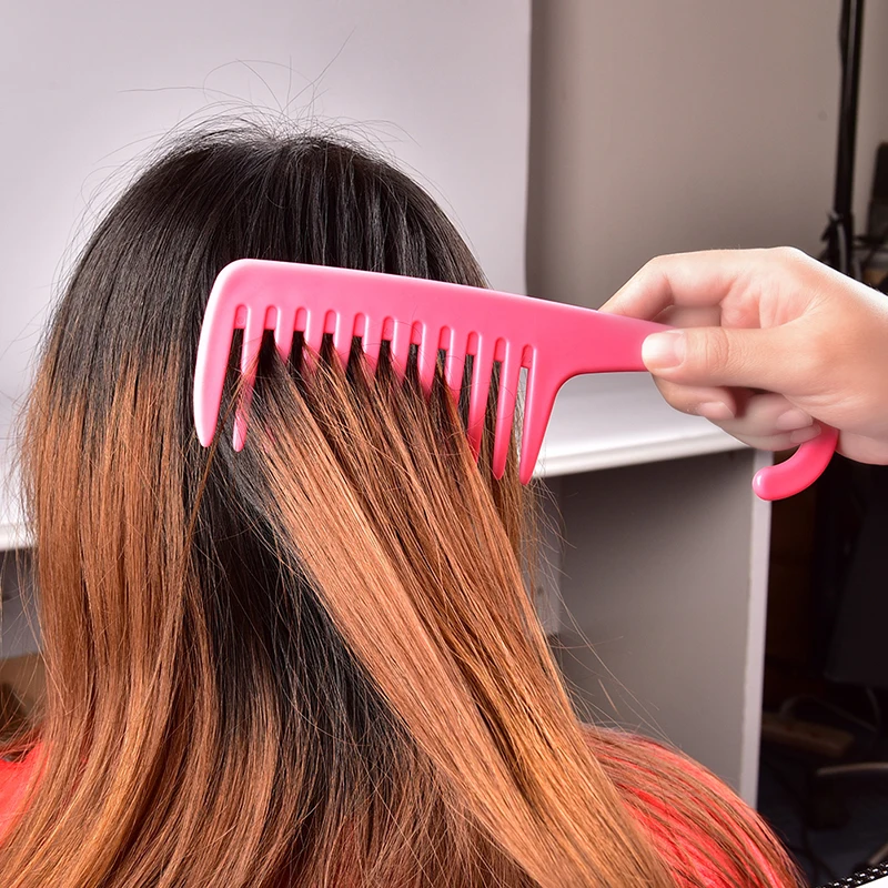 

Large Wide Tooth Combs Of Hook Handle Detangling Reduce Hair Loss Comb Pro Hairdress Salon Dyeing Styling Brush Tools Hot Sale