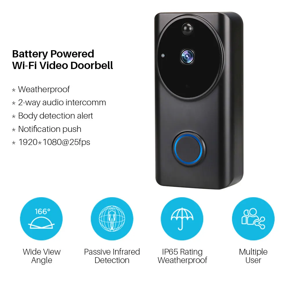 1080P видео дверной звонок Tuya Smart WiFi видеодомофон информация о телефоне толчок