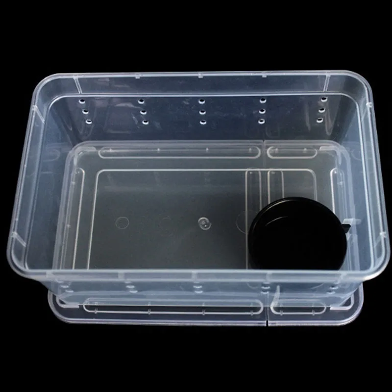 

Transparent Plastic Box Insect Reptile Transport Breeding Live Food Feeding Box Q1QC
