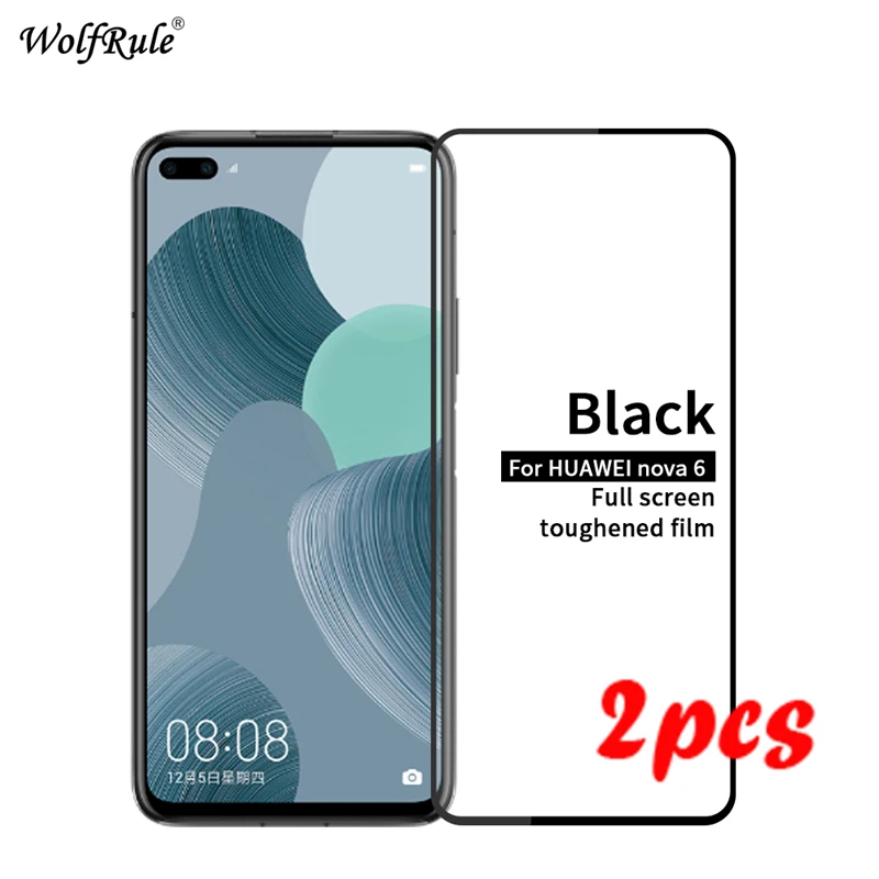 2 piezas de vidrio templado para Huawei Nova 6 vidrio 9H pegamento completo vidrio para Huawei Nova 6 Protector de pantalla para Huawei Nova 6 vidrio 6,57''-0
