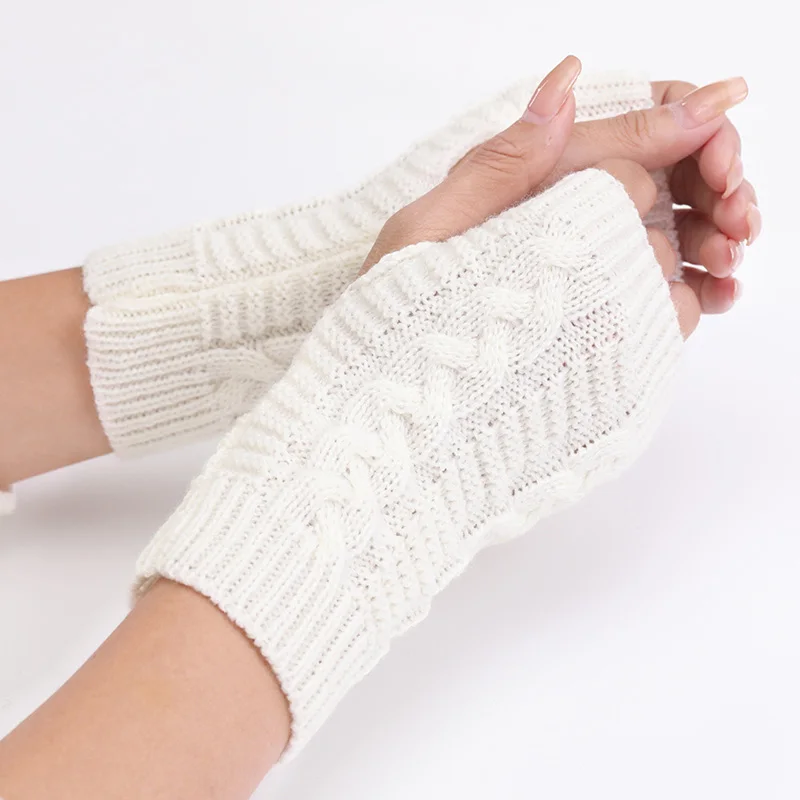 

Winter Warm Fingerless Gloves Women Stylish Hand Warmer Winter Gloves Women Half Finger Arm Crochet Knitting Heart Mitten
