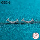 Серьги-гвоздики Geoki с бриллиантами Идеальной огранки 0,19 карата, в форме смайлика, с муассанитом, из серебра 925 пробы