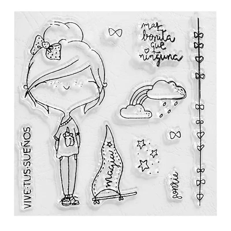 Бант для девочек силиконовая прозрачная печать сделай сам скрапбукинг рельефная