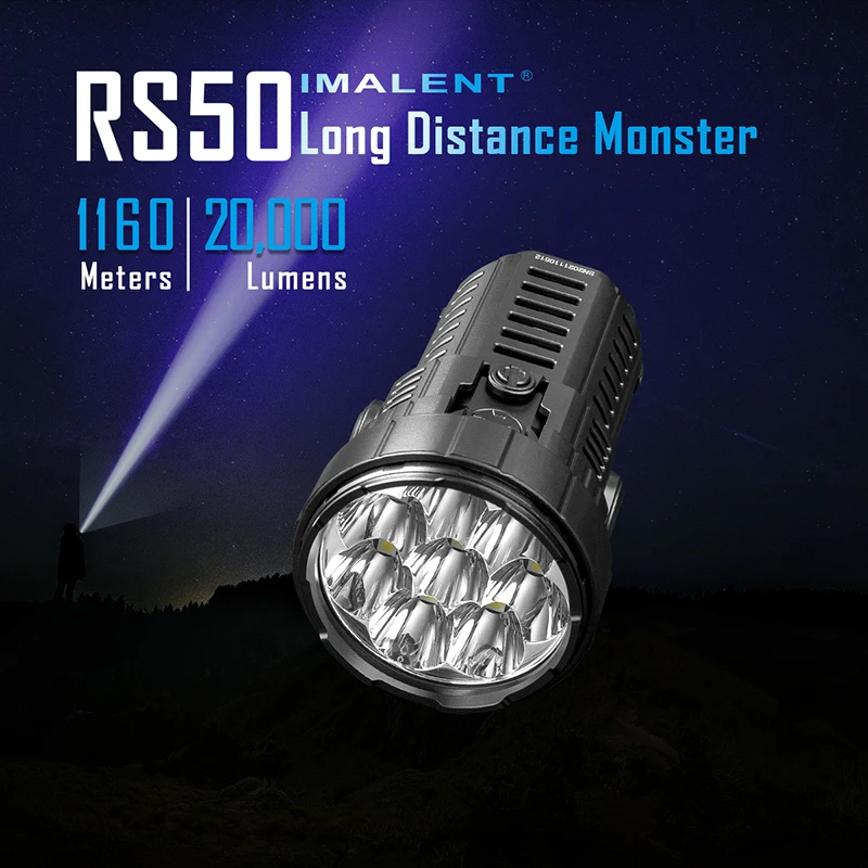 

IMALENT RS50 Led Flashlight 20000 Lumens Rechargeable Torch with 8Pcs CREE XHP50.3 Leds Super Bright Flashlight for Searching