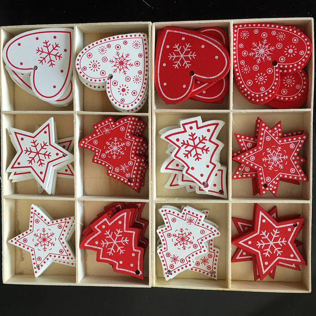 

10pcs New Year Natural Wood Christmas Tree Ornament Wooden Hanging Pendants Gifts Snow Elk Christmas Decora Adornos De Navidad