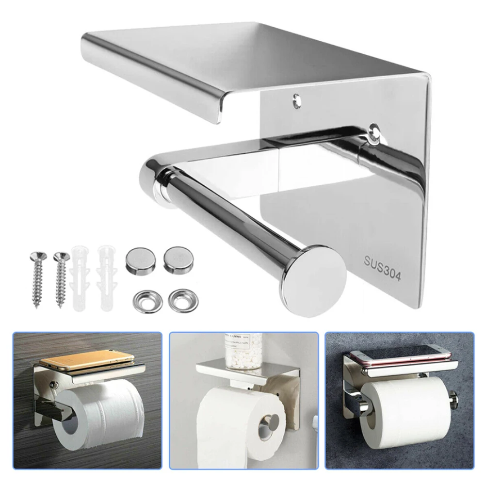 

Stainless Steel Toilet Tissue Holder Roll Papers Stand Mounted Dispenser wall mounted toilet paper holder storage box bathroom