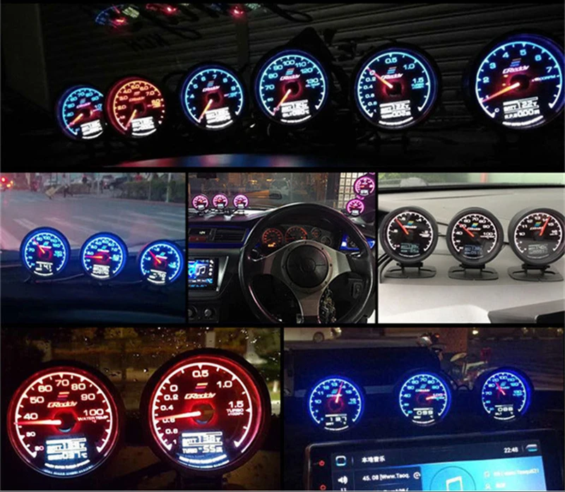 Спидометр GReddi Multi D/A lcd цифровой дисплей температуры масла автомобильный измерительный прибор 2,5 дюймов 62 мм 7 цветов в 1