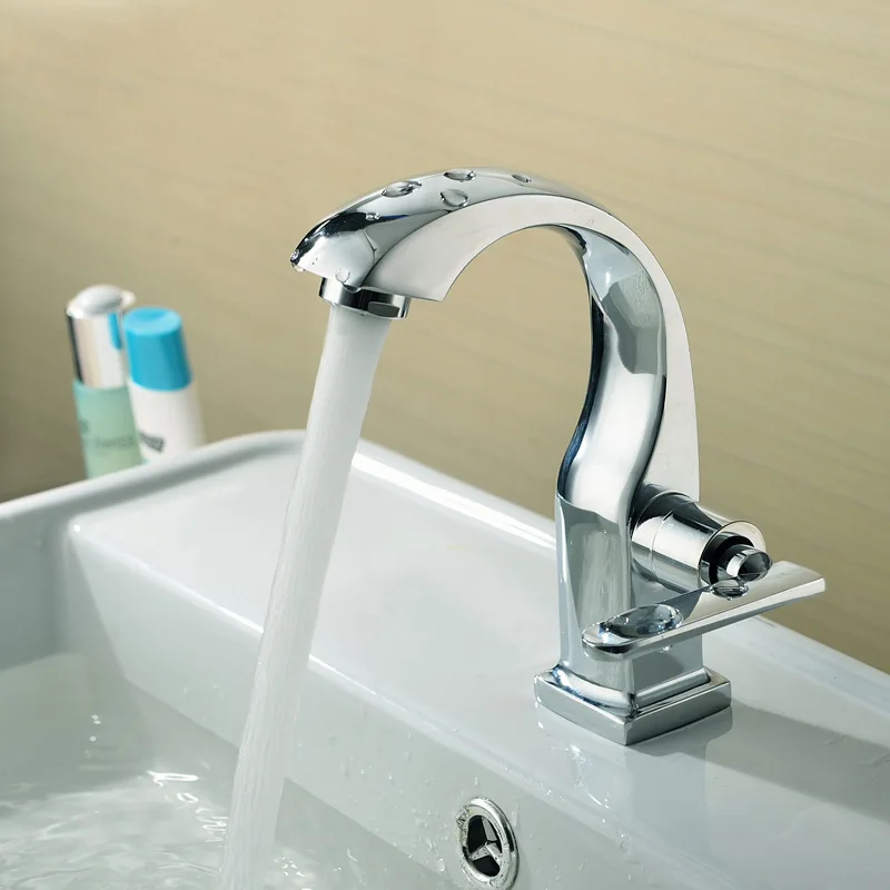 Alaşım ay kavisli kare yan tek soğuk havza musluk lavabo havzası banyo mutfak ve banyo aksesuarları su musluğu