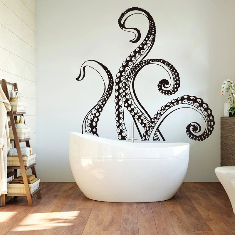 

Kraken Octopus Tentacles Wall Sticker Bathroom Toilet Ocean Sea Animal Octopus Wall Decal Kids Room Bedroom Vinyl Home Decor