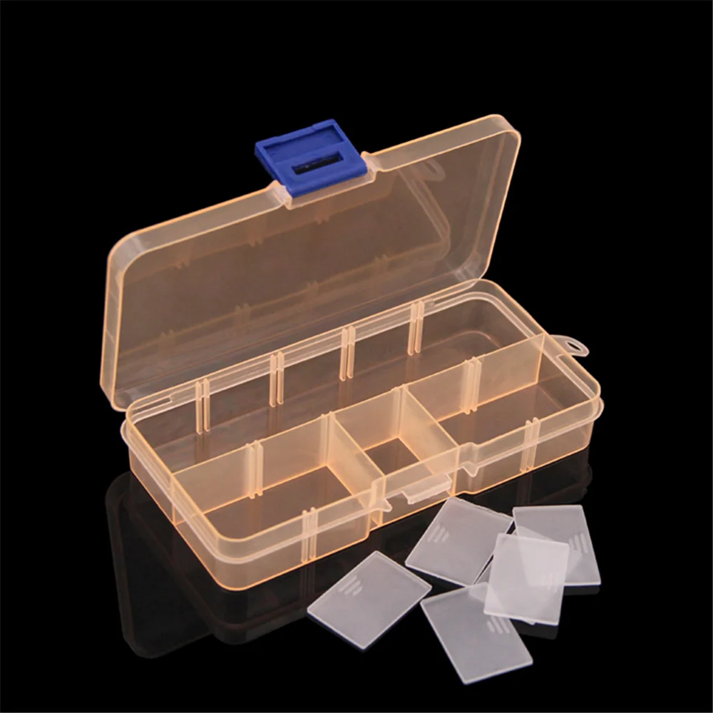 5 шт./лот, прозрачный цветной пластиковый органайзер для дизайна ногтей, чехол для макияжа, держатель для хранения, 10 слотов от AliExpress WW
