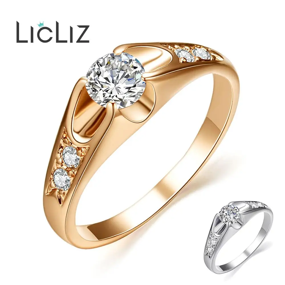 LicLiz модные новые круглые кольца из циркона для женщин прозрачный CZ розовое