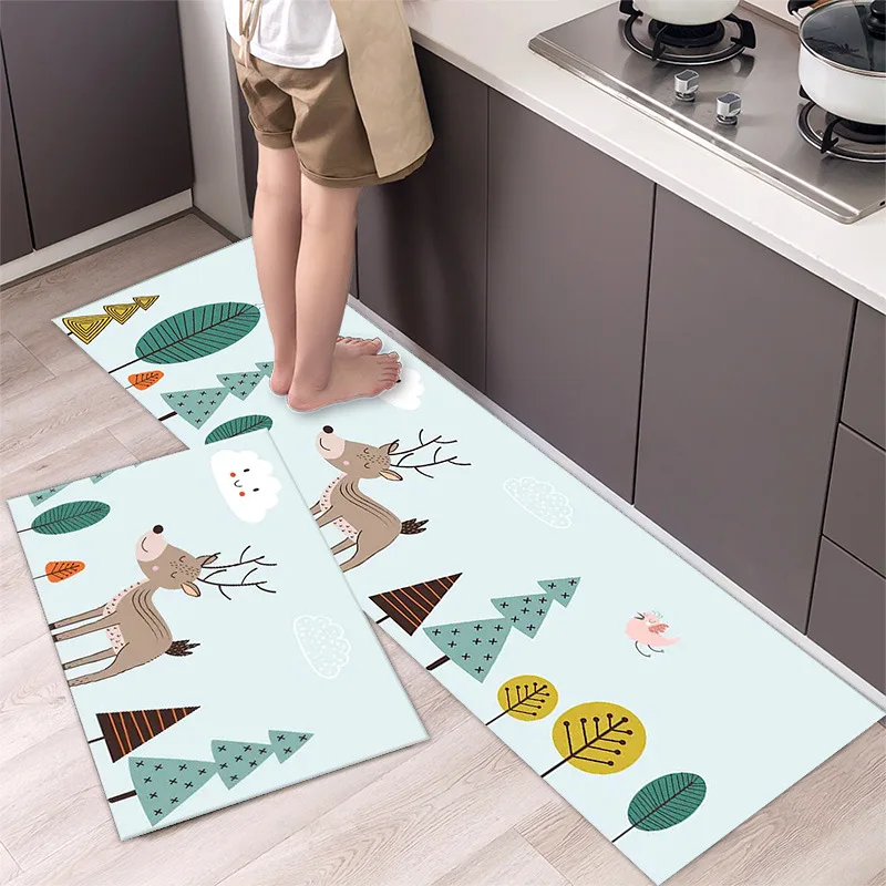 

Fashionable Simple Nordic StyleWaterproof Kitchen Floor Mat Household Carpet Long Strip Door Mat Modern Home Decor
