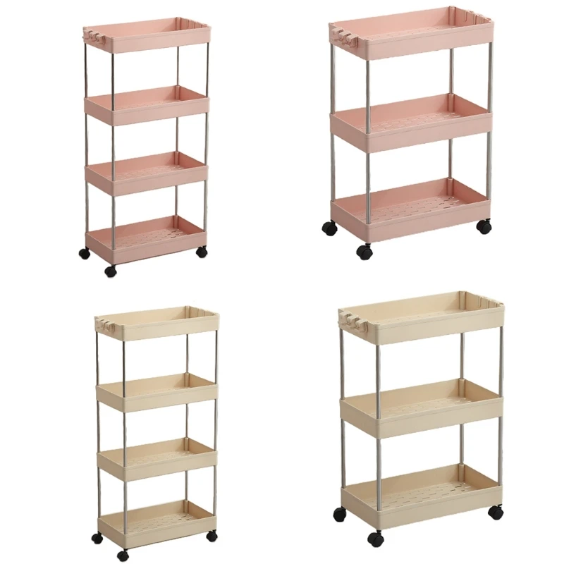 

3 Or 4 Layers Sliding out Trolley Storage Rack Mobile Storage Rack Shelf For Office Kitchen Bedroom Bathroom Laundry Room