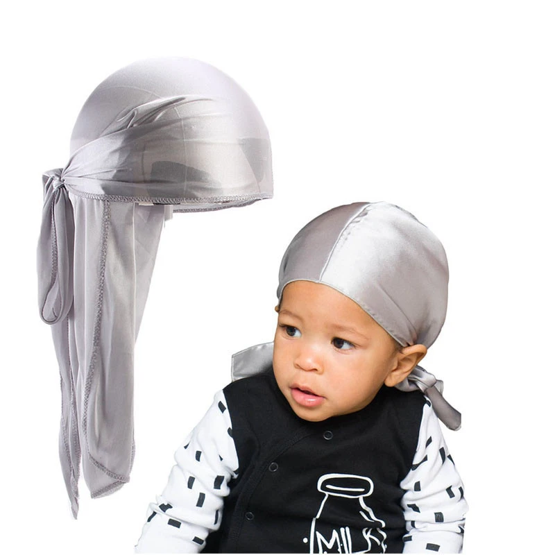 

Parent-child Silky Durag Boy's Long-tailed Pirate Cap Hip-Hop Cap Bandana Turban Headwear Children Hair Accessories New Fashion