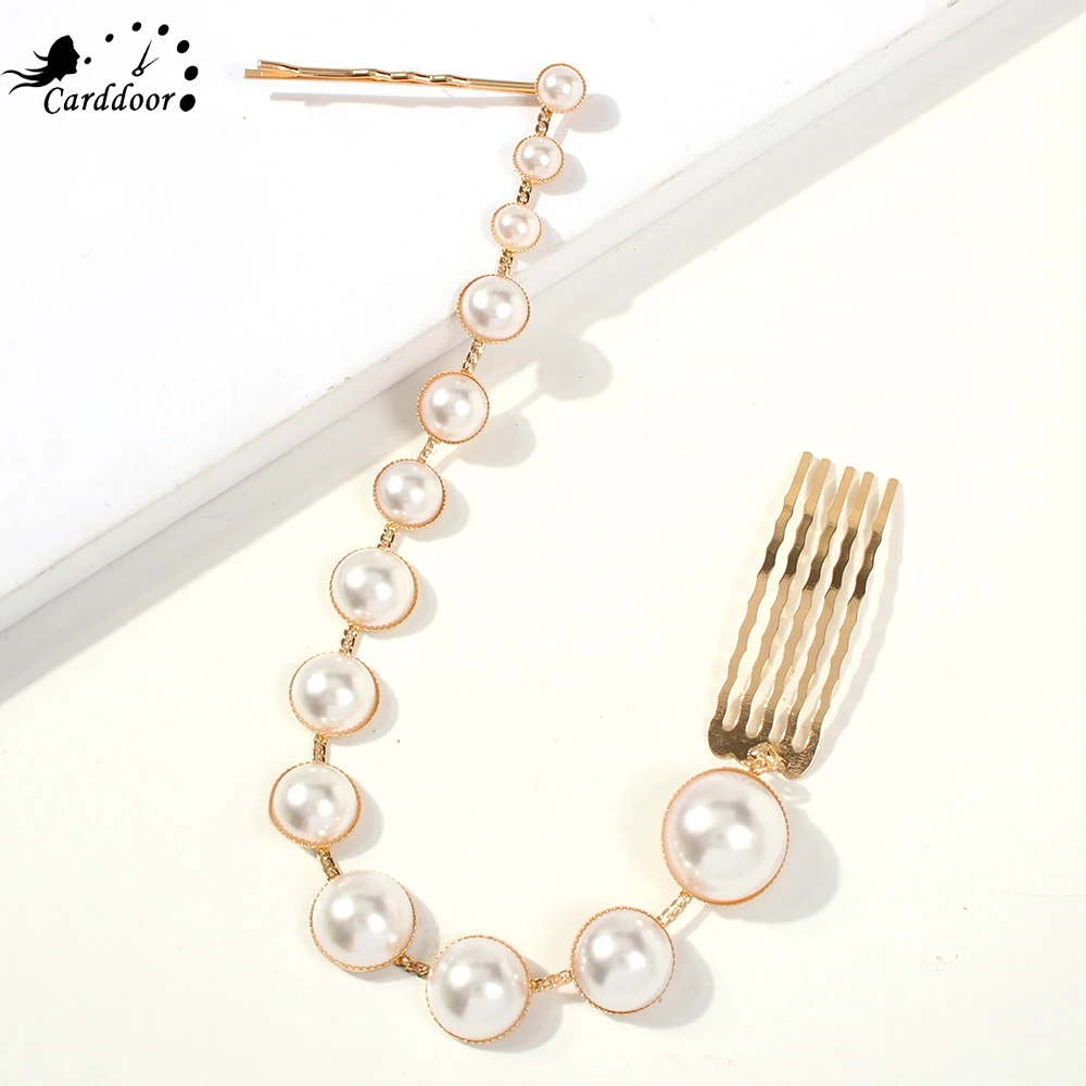 Женский ободок для волос Carddoor, модный ободок с жемчужной цепочкой, аксессуар для волос