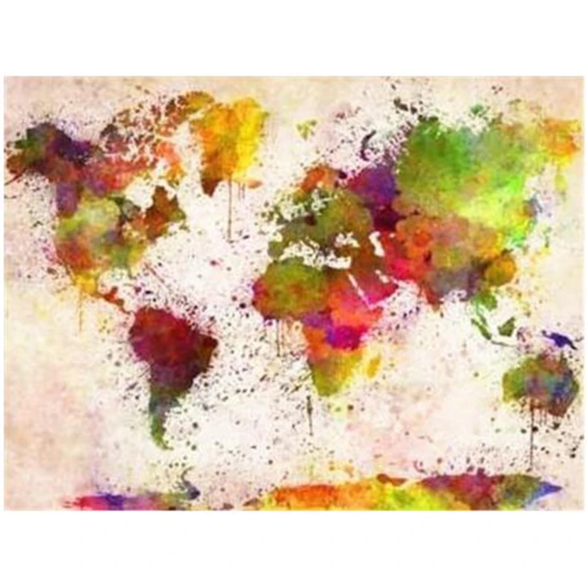 5D алмазная живопись сделай сам вышивка крестиком яркая акварель Карта мира