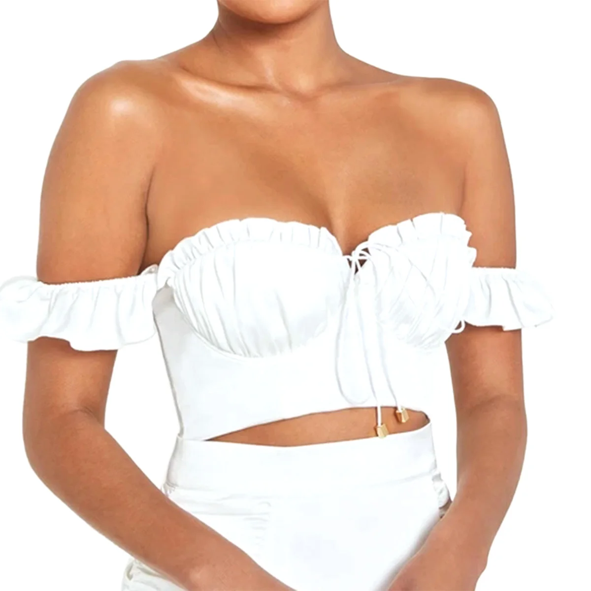 2020 летний Женский Топ без рукавов с оборками и v-образным вырезом сексуальный