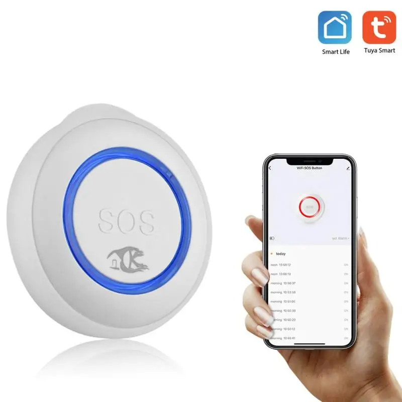 

Tuya WIFI SOS Button Smart Wireless Sensor Alarm Elderly Waterproof Emergency Help Switch With Tuya Smart Life APP Home Safety