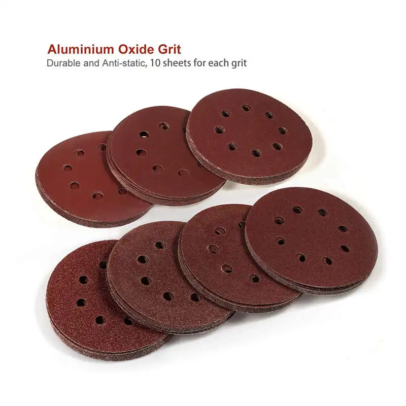 Топ-70X8 отверстий золотые шлифовальные диски 5 дюймов беспыльный крюк и петля