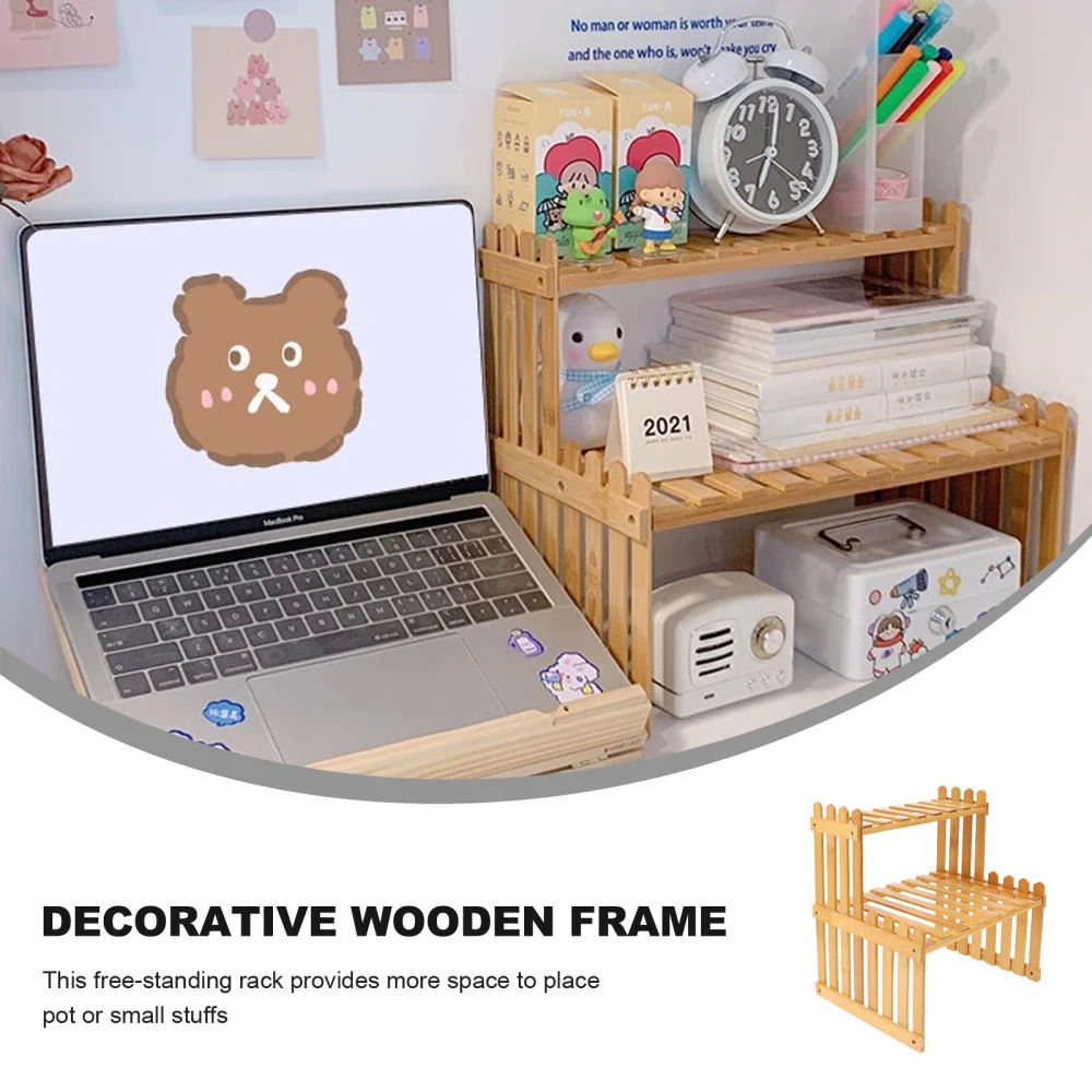 

1pc Mini Wood Flowerpot Shelf Plants Holder Gardening Shelf Stand For Desktop