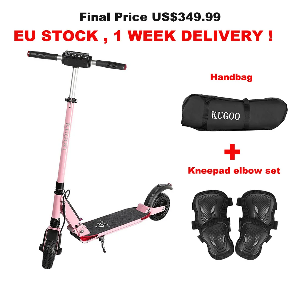 [ЕС сток] KUGOO S1 PRO складной электрический скутер для взрослых 350 Вт ЖК-дисплей 8 дюймов шина для Xiaomi M365 электрический скутер E скутер - Color: Pink