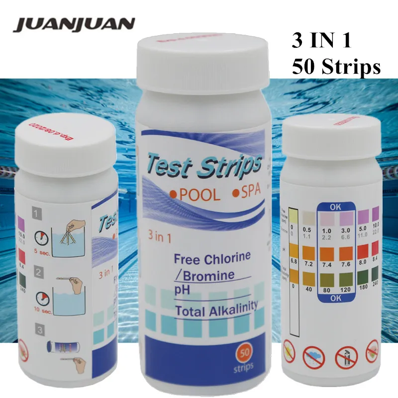 Тест полоски 3 в 1 для воды бассейне спа тест на твердость бромина хлора щелочной