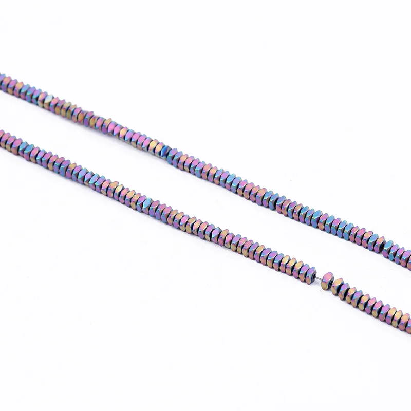 Красочные Квадратные Свободные бусины с покрытием из Натурального Гематита 2*2*1