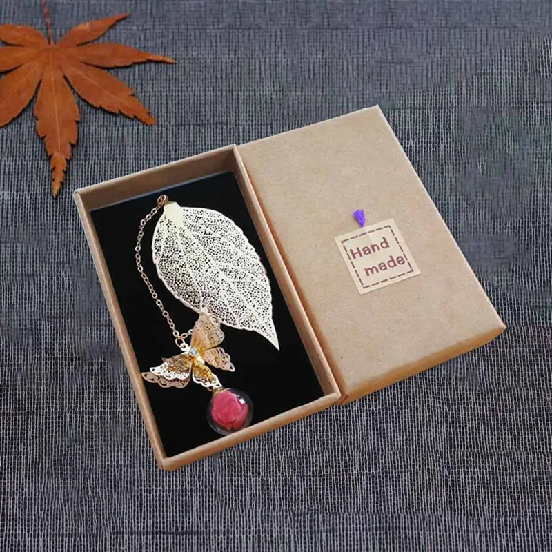 

Creative bookmark metal leaf butterfly eternal flower school supplies