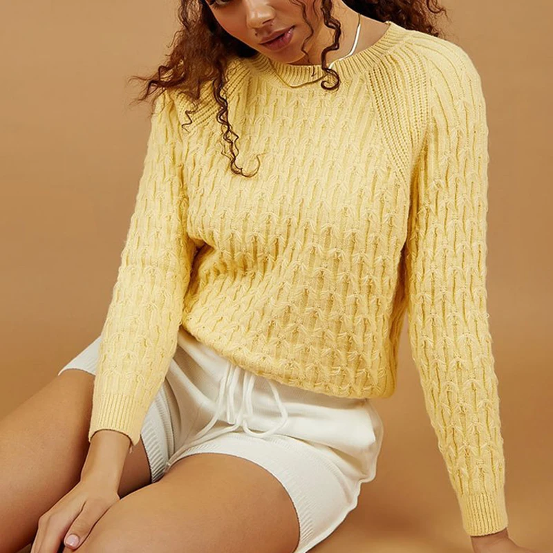 

Женский винтажный вязаный свитер, Свободный пуловер оверсайз с длинным рукавом и круглым вырезом, джемпер в уличном стиле, Осень-зима 2021