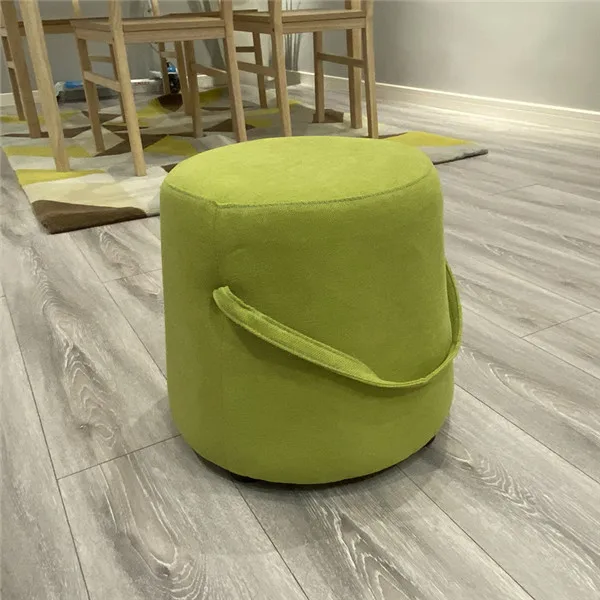 Green COLOR Современный круглый пуф Пуф Пуфик табурет с мягким сиденьем ворсистая ткань табурет для ног Крытый портативный многофункциональный низкий пуф с ручками - Цвет: Green COLOR