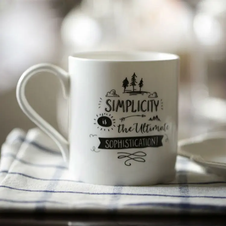 Безопасность пищевых продуктов Керамическая кружка 350мл Простой стиль белого