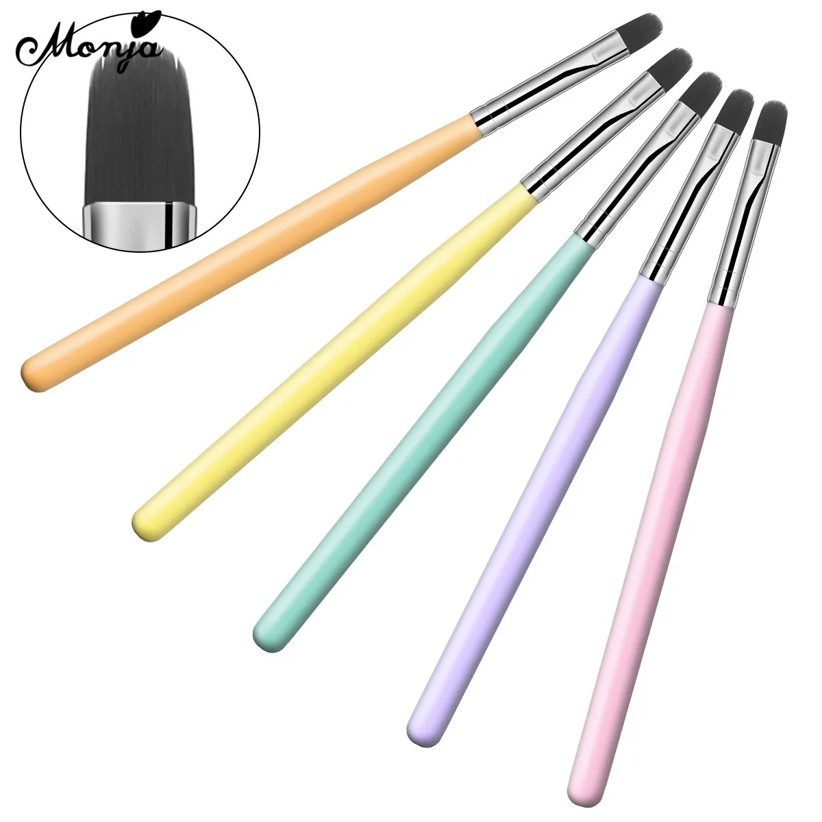 Monja 8 цветов акриловая кисть для дизайна ногтей деревянная ручка полировка