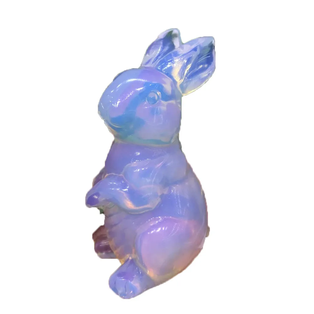 

Natural Crystal Animal Hand Carved Opal Rabbit Cure Degaussing Repair Mineral Quartz Home Decor Halloween Gifts