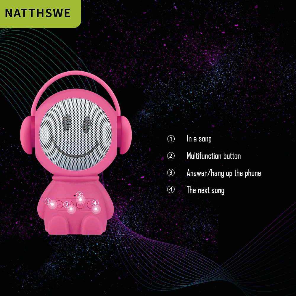 Портативный беспроводной Bluetooth-Динамик NATTHSWE Bluetooth-Колонка со светодиодной