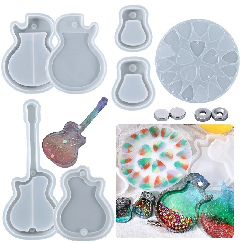 

Guitar Case Storage Box Epoxy Resin Mould Guitar Pick Decoration Ornament Jewelry Display Silicone Mold DIY Musical Accessories