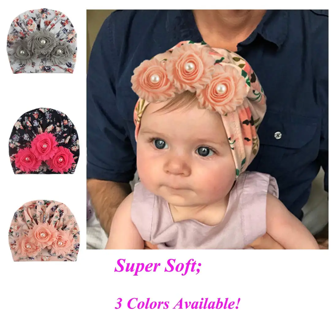 Baby Girls Headbands,Mix Color Hair Flowers Hoops Headbands Turban Knotted Hats for Infant Newborn Toddlers and Kids,Pack of 3