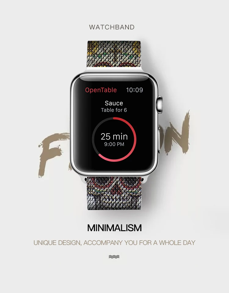 Миланская петля ремешок 44 мм 40 мм череп дизайн для Apple Watch серии 4 металлический браслет из нержавеющей стали ремешок для i Watch