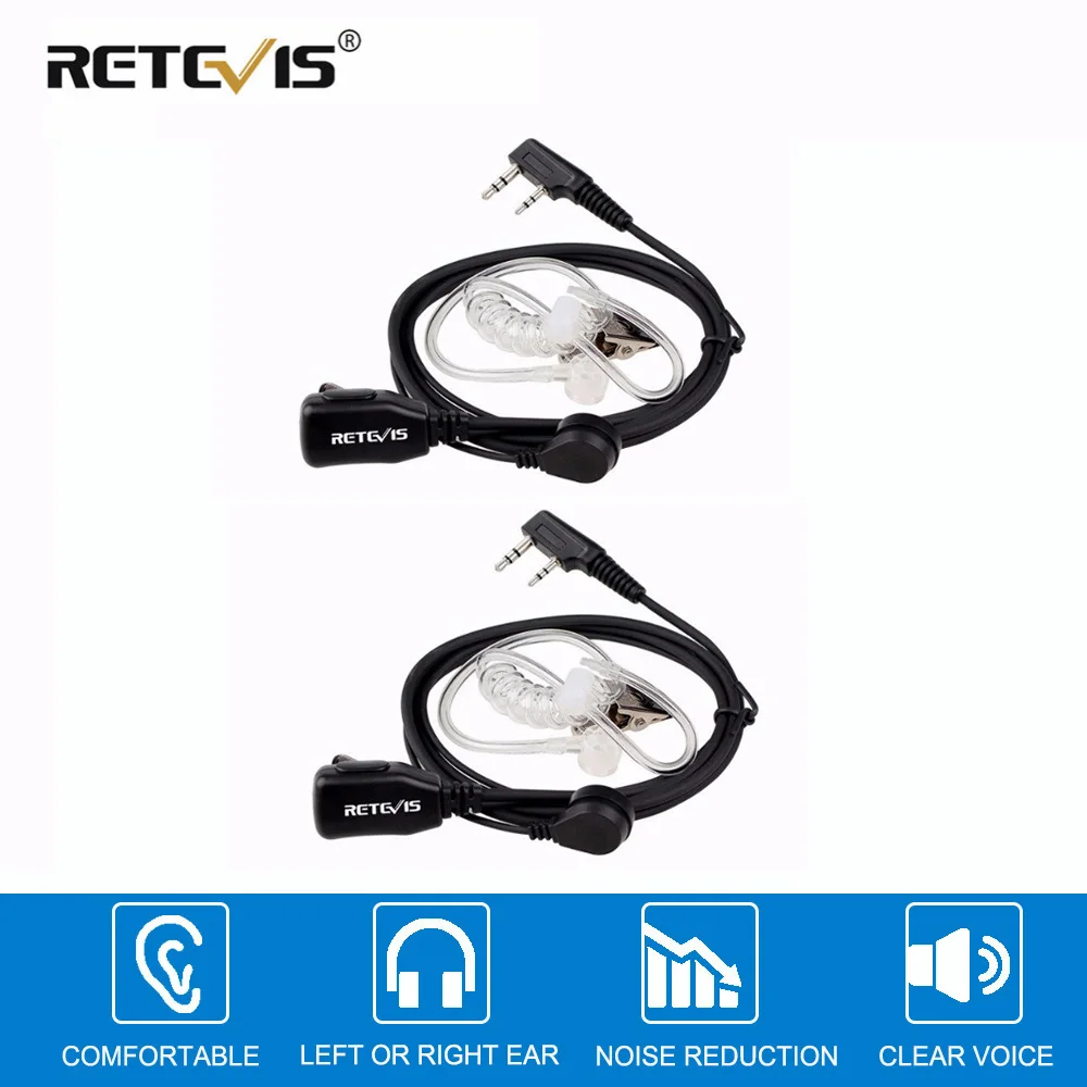 2шт Акустическая трубка PTT Mic 2Pin наушники Walkie Talkie гарнитура для Kenwood TYT Baofeng 888s UV-5R UV-82 RETEVIS RT22 H777 RT-5R