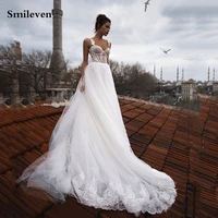 smileven elegant princess wedding dress a line sexy spaghetti strap robe de mariee lace bridal dresses wedding dress custom made