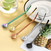 delicate detachable straw spoon stainless steel filter straw plum blossom straw spoon petal shaped colander kitchen supplies